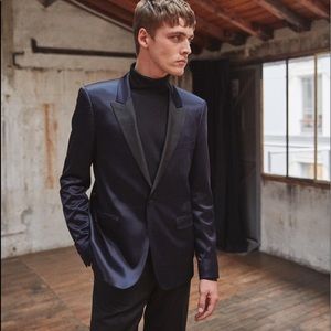 The Kooples Navy and Black Tuxedo Blazer